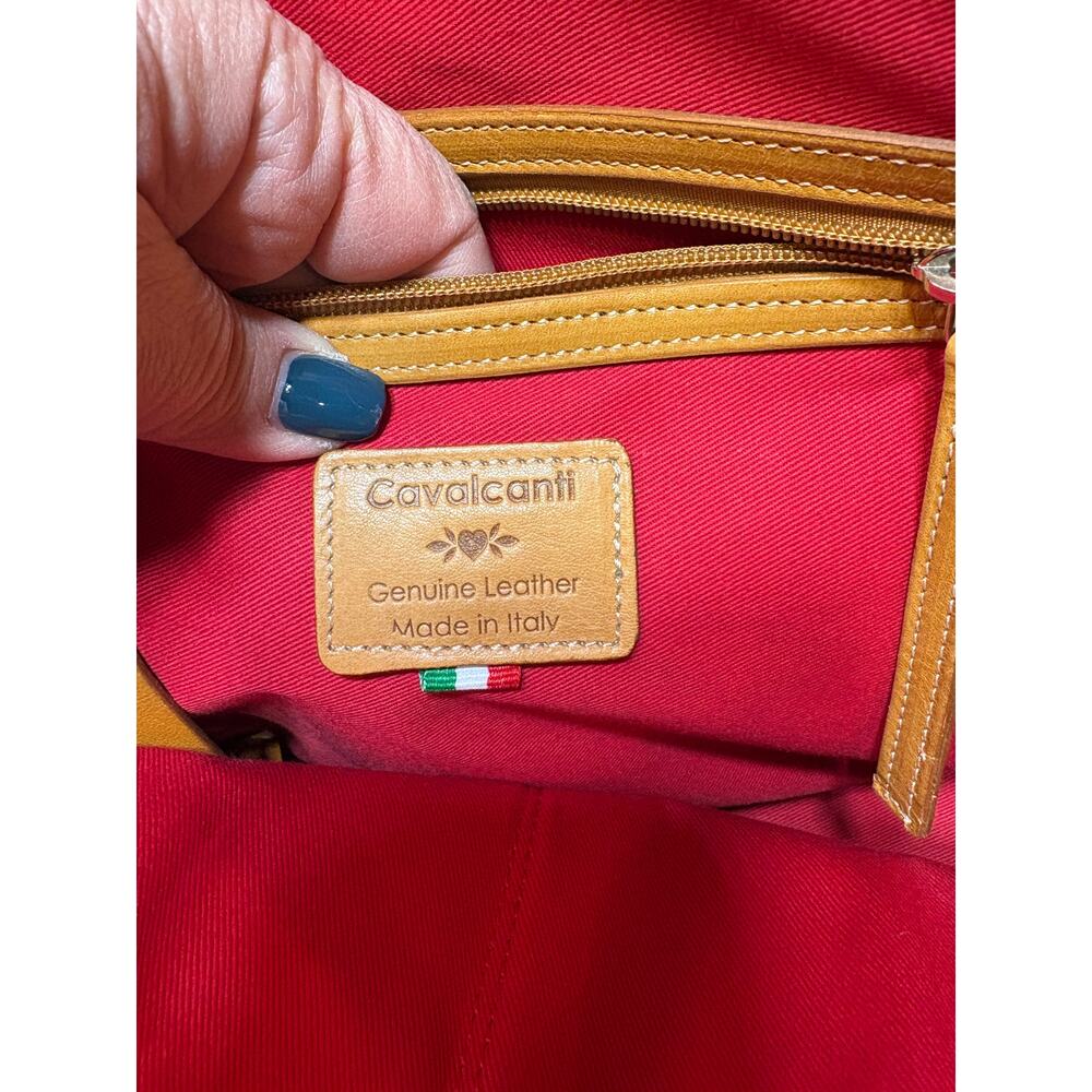 Cavalcanti Italian Designer Cognac Burnished Leather Satchel Shoulder Strap NWT - Picture 14 of 16